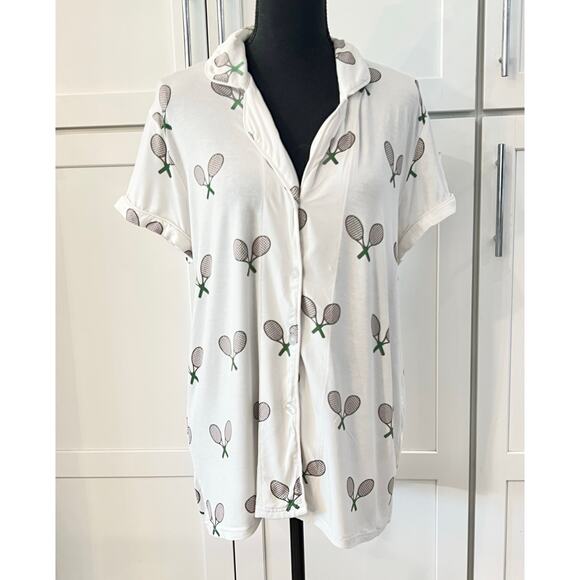 TOSS Designs PICKLEBALL 2pc Pajama Set Mark & Graham TENNIS PJ Shorts Top Sleep - Picture 3 of 9